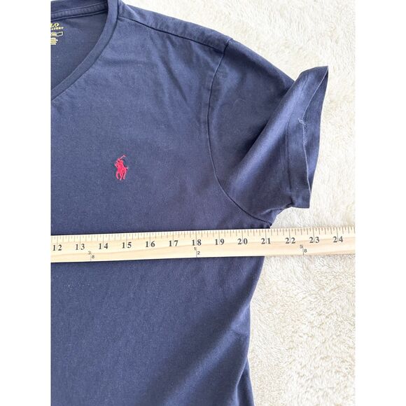 Polo Ralph Lauren T-Shirt Mens Size L Navy Short Sleeve V-Neck - Picture 4 of 5